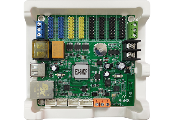 BX-6M2P图文控制器，LED显示屏单色异步控制卡，板载100M网口+RS232+RS485+USB接口